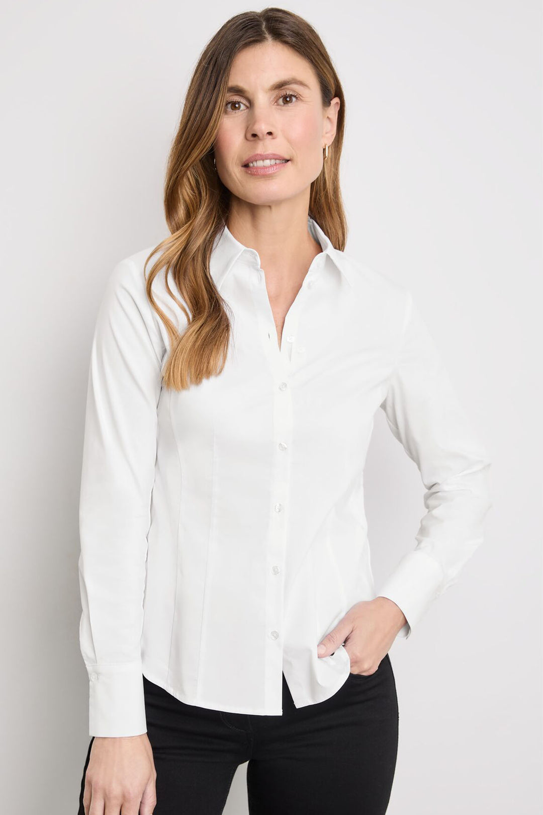 Gerry Weber 965054 White Tailored Shirt - Experience Boutique