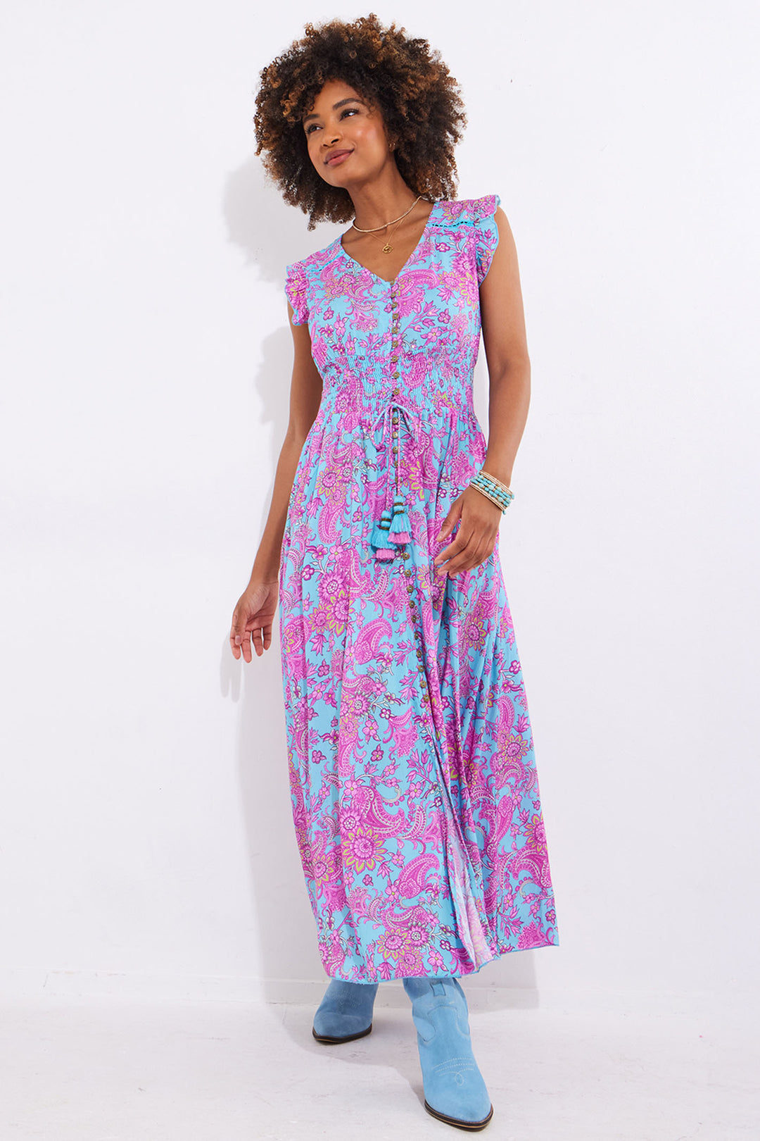 Joe Browns Aline Sequin Printed Boho Maxi Dress WF163A - Experience Boutique