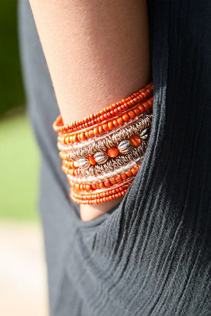 Joe Browns BJ940 Orange Paradise Beaded Cuff Bracelet - Experience Boutique