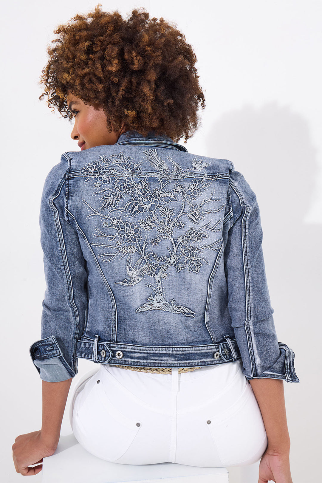 Joe Browns Boutique Tree Of Life Embroidered Stretch Denim Jacket WJ710A - Experience Boutique