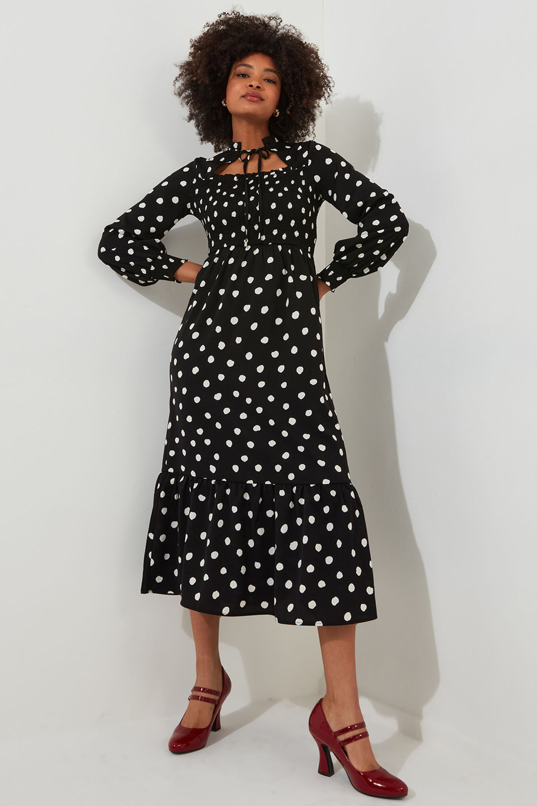 Joe Browns WF106A Black Serena Spot Dress - Experience Boutique