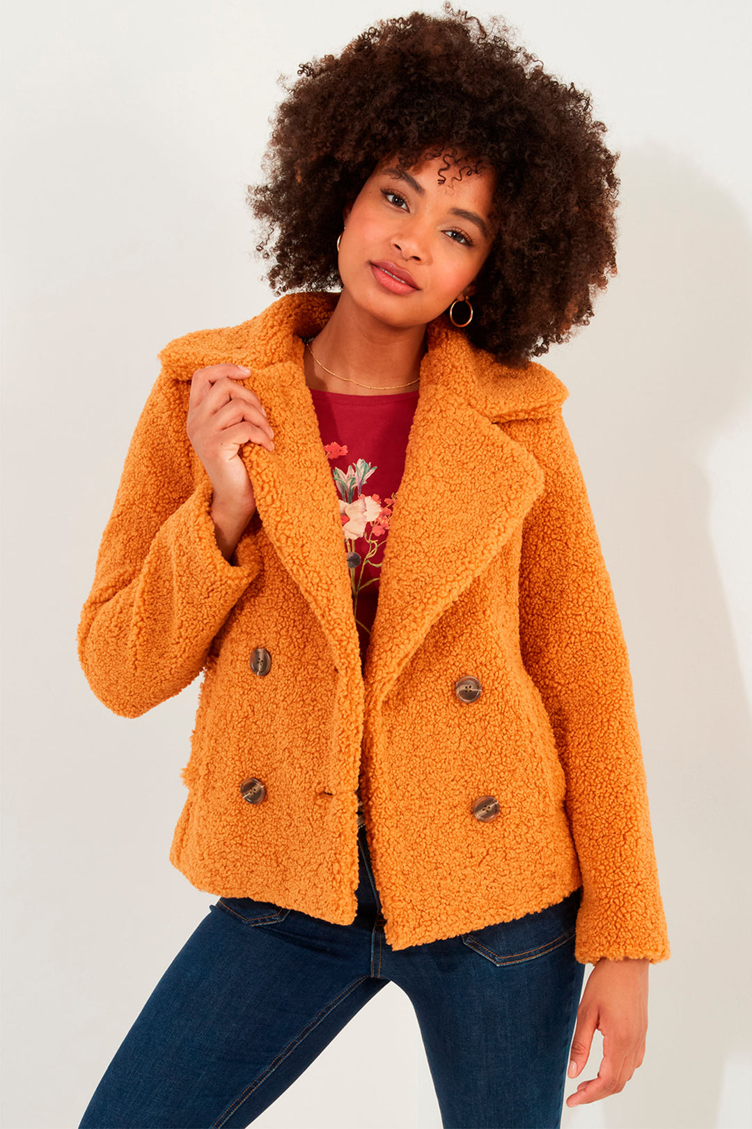 Joe Browns WJ666 Yellow Ochre Cosy & Cute Teddy Jacket - Experience Boutique