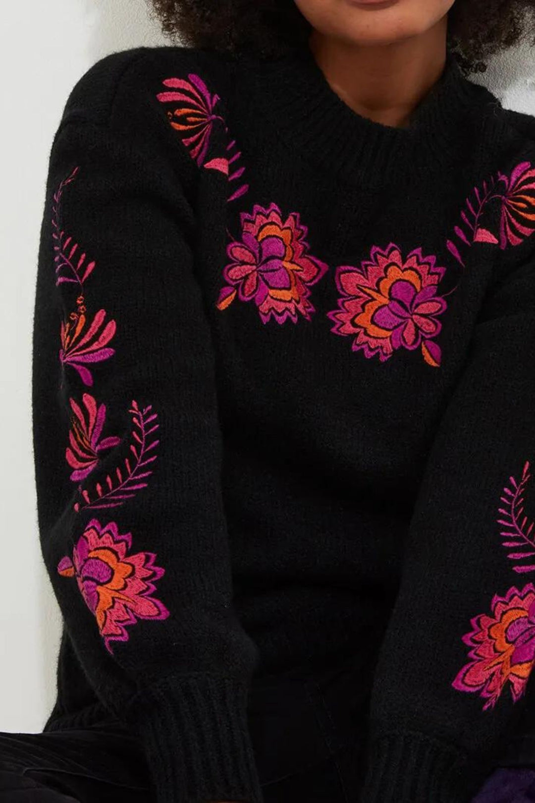 Joe Browns WK737 Black Stunning Florals Embroidered Jumper