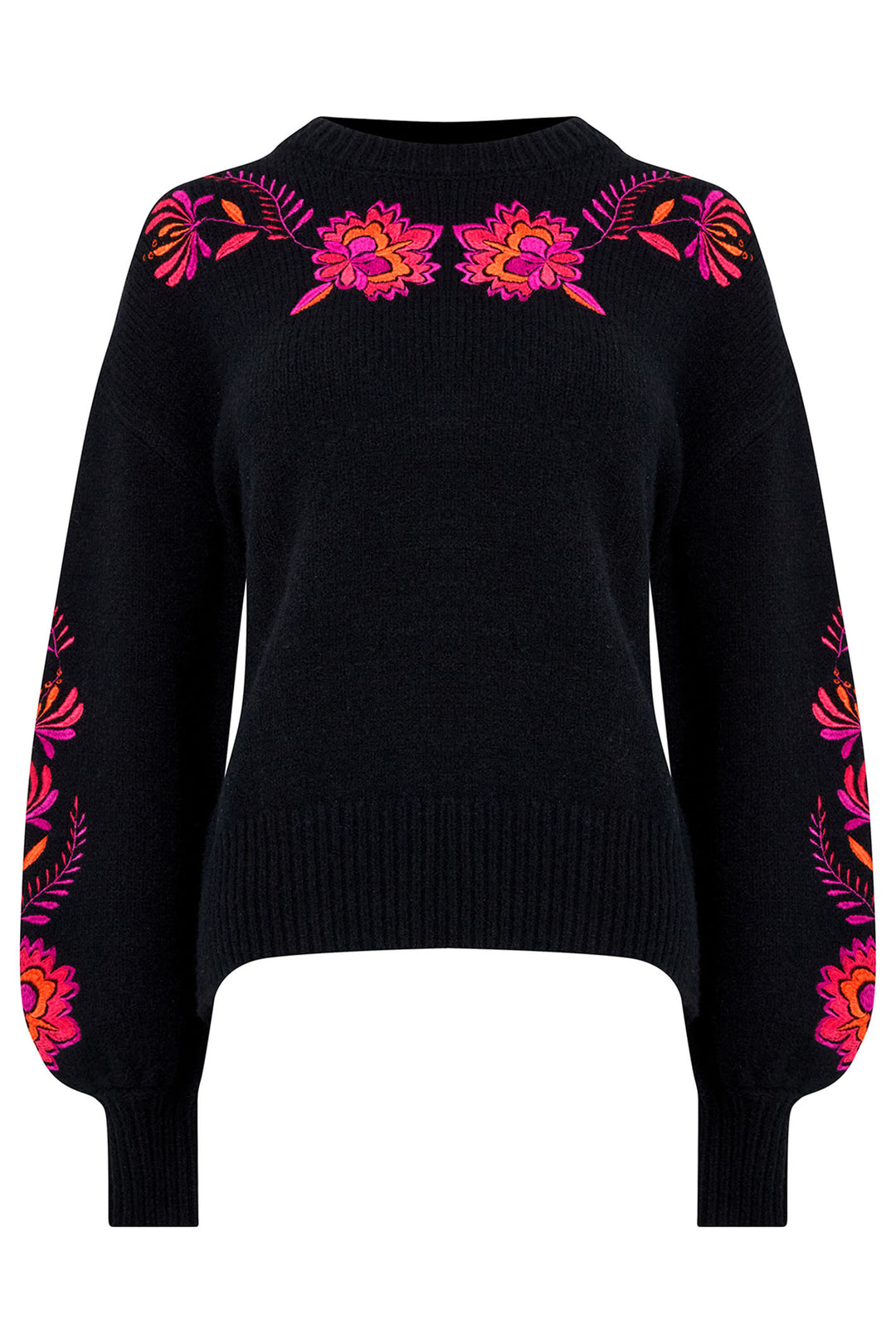 Joe Browns WK737 Black Stunning Florals Embroidered Jumper - Experience Boutique