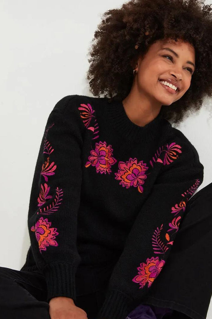 Joe Browns WK737 Black Stunning Florals Embroidered Jumper