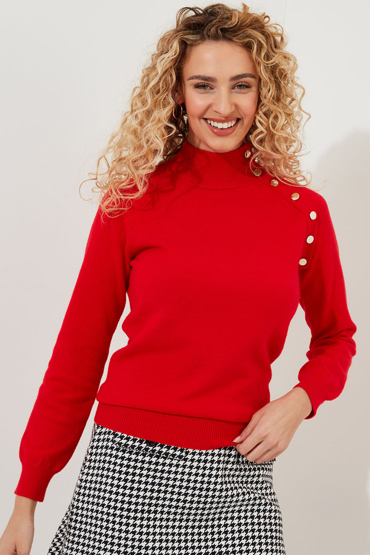 Joe Browns WK741 Red Poppy High Neck Jumper - Experience Boutique