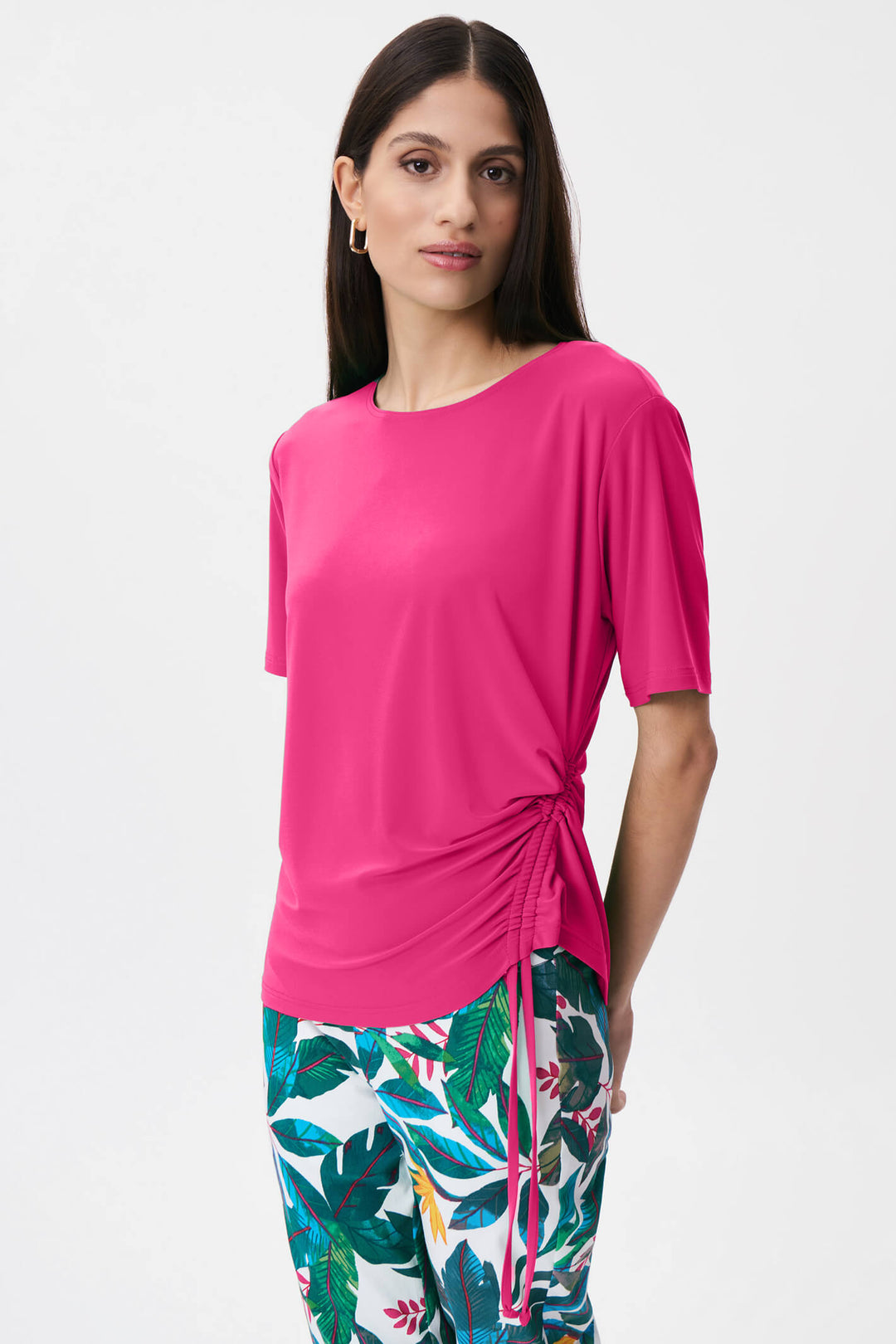 Joseph Ribkoff 232030 Dazzle Pink Ruched Detail Top - Experience Boutique