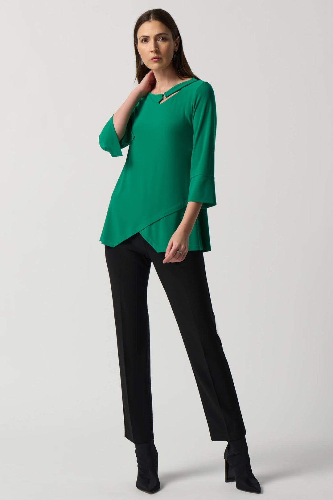 Joseph Ribkoff 233081 Kelly Green Slash Neck Top - Experience Boutique