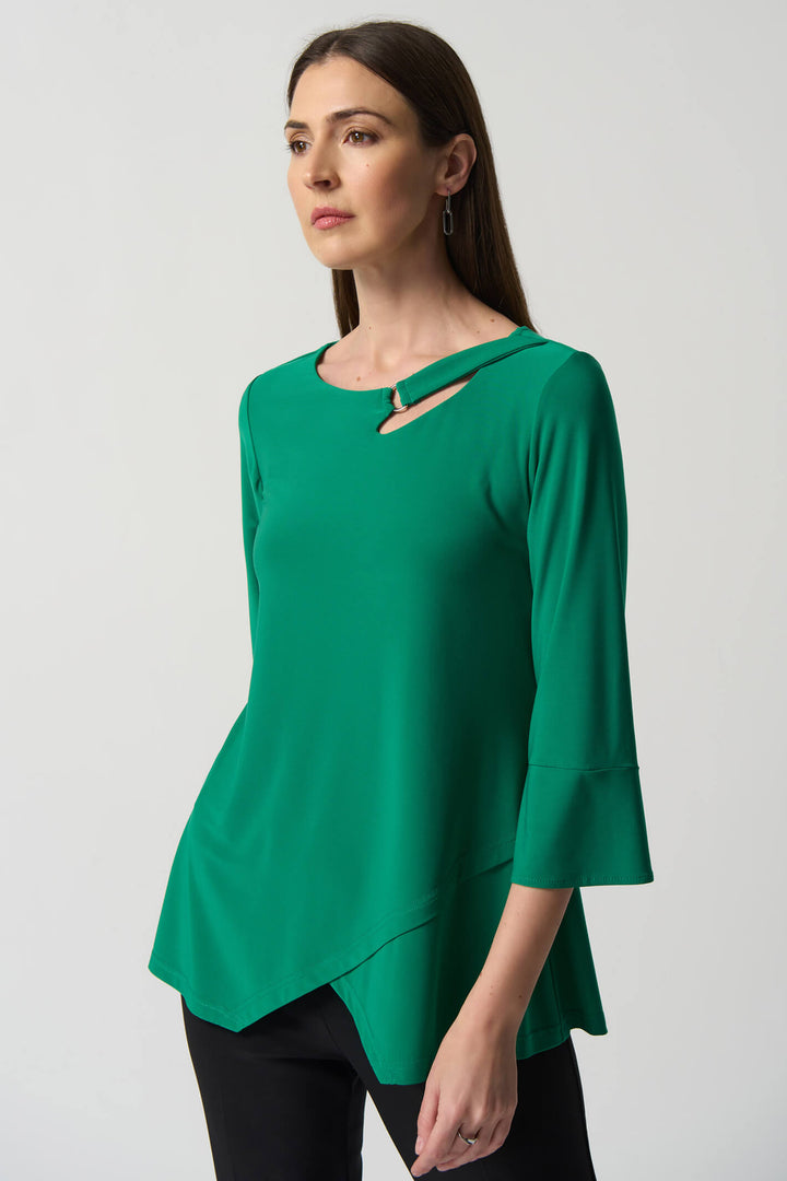 Joseph Ribkoff 233081 Kelly Green Slash Neck Top - Experience Boutique