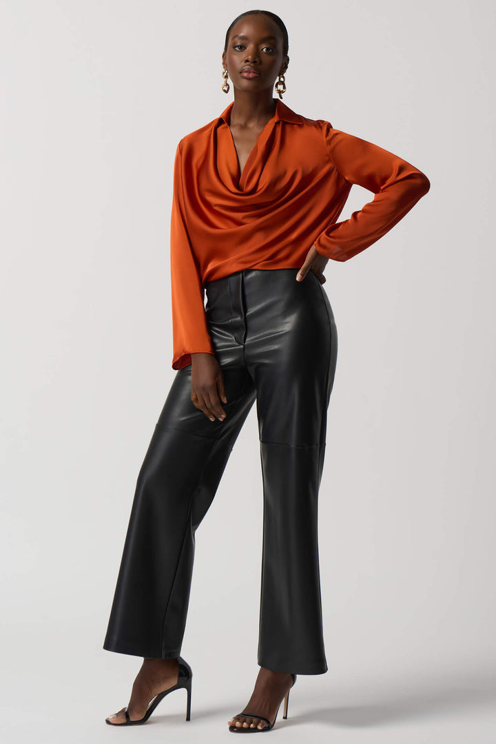 Joseph Ribkoff 233136 Tandoori Orange Cowl Neck Satin Top - Experience Boutique