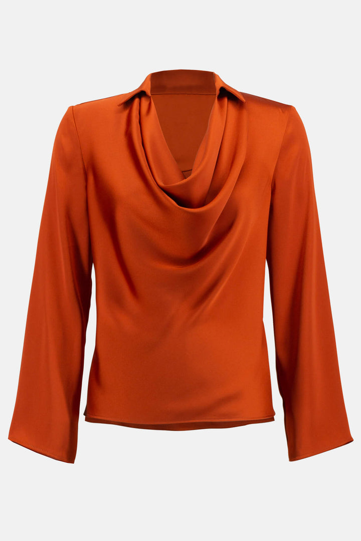 Joseph Ribkoff 233136 Tandoori Orange Cowl Neck Satin Top - Experience Boutique