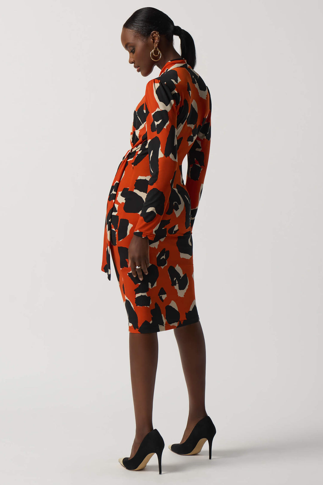 Joseph Ribkoff 233176 Tandoori Orange Print Wrap Style Dress - Experience Boutique