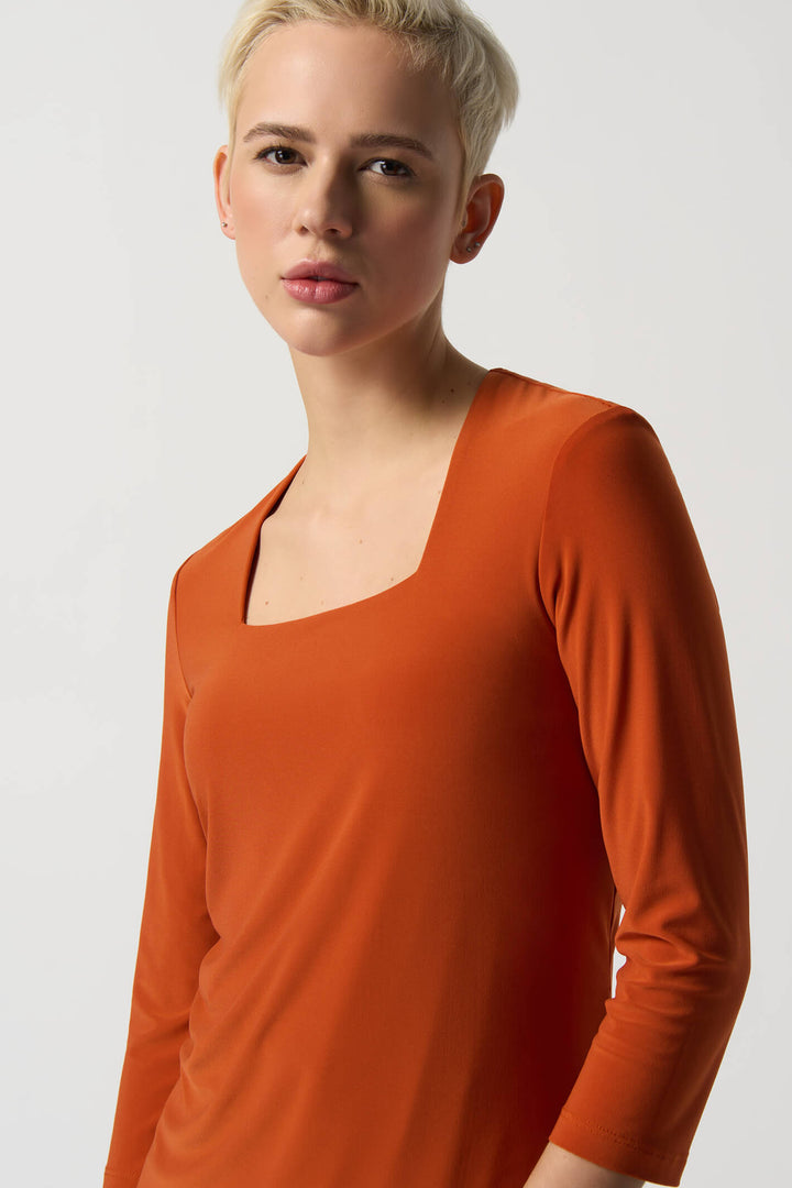 Joseph Ribkoff 233185 Tandoori Orange Square Neck Top - Experience Boutique