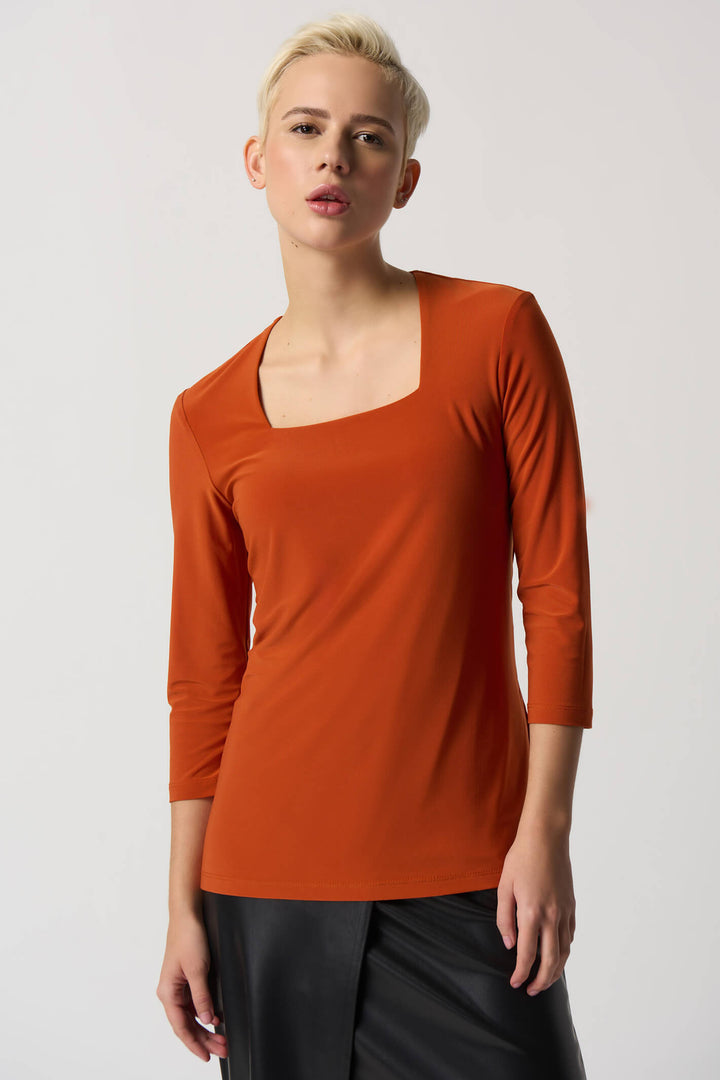 Joseph Ribkoff 233185 Tandoori Orange Square Neck Top - Experience Boutique