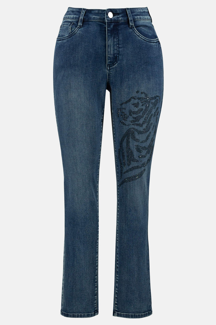 Joseph Ribkoff 233932 Medium Blue Embellished Denim Jeans - Experience Boutique