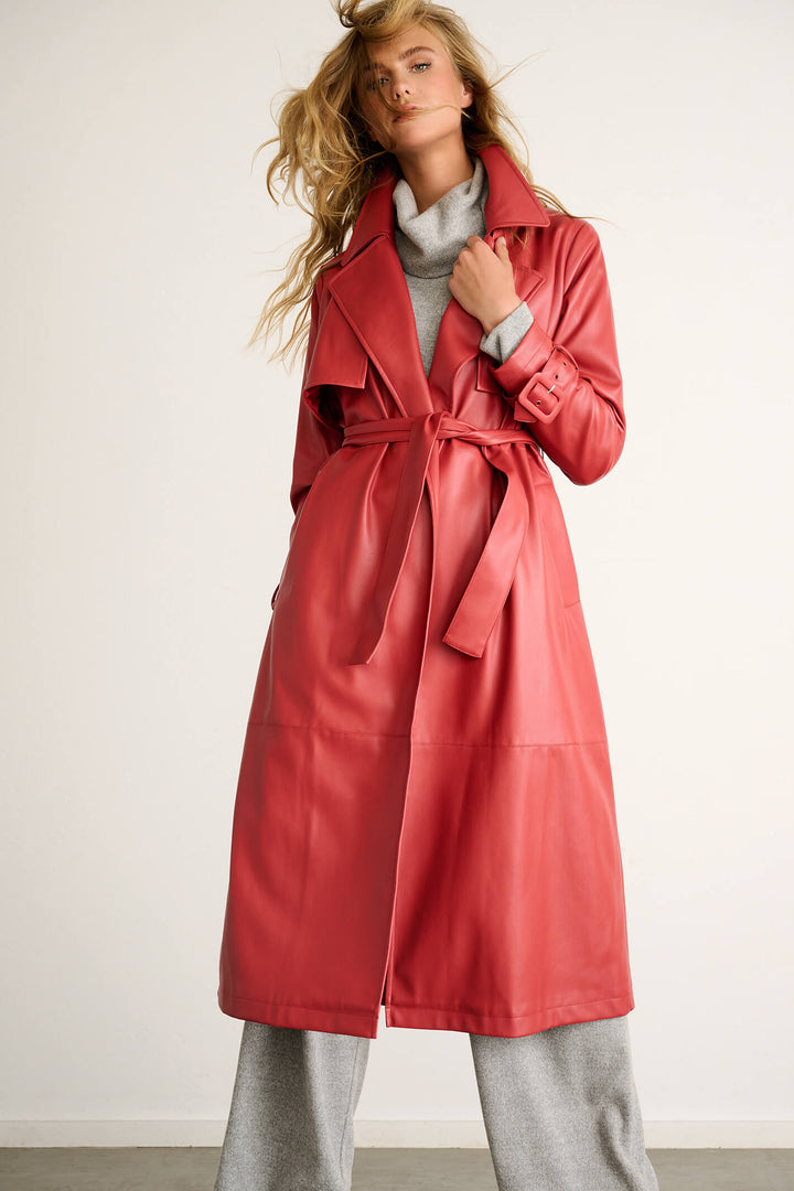 K Design X901 Tandoori Red Spice Vegan Leather Trenchcoat - Experience Boutique