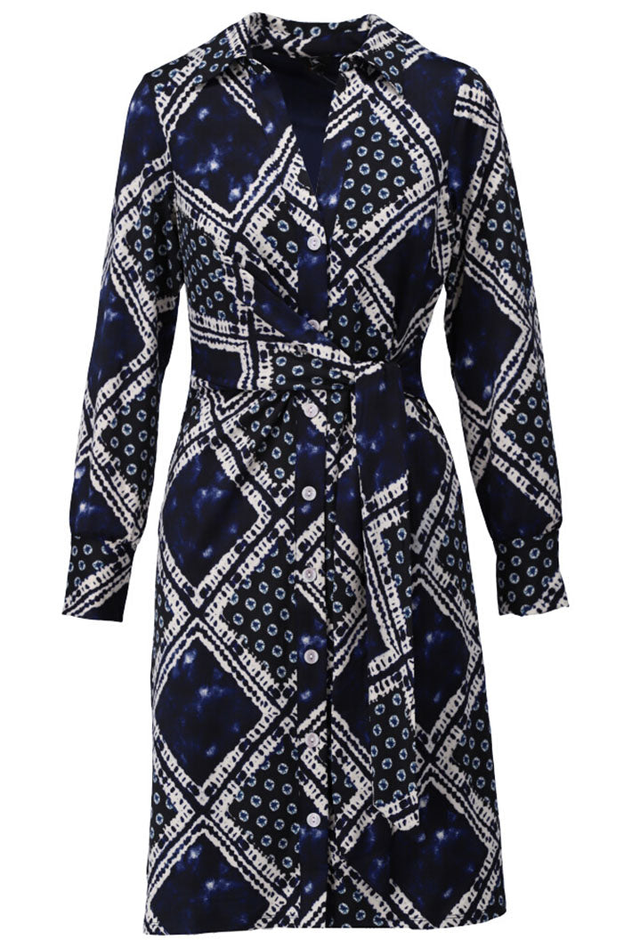 K Design Z373 Navy Print Shirt Dress - Experience Boutique