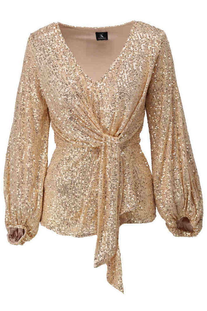 K Design Z793 Gold Sequin Top - Experience Boutique