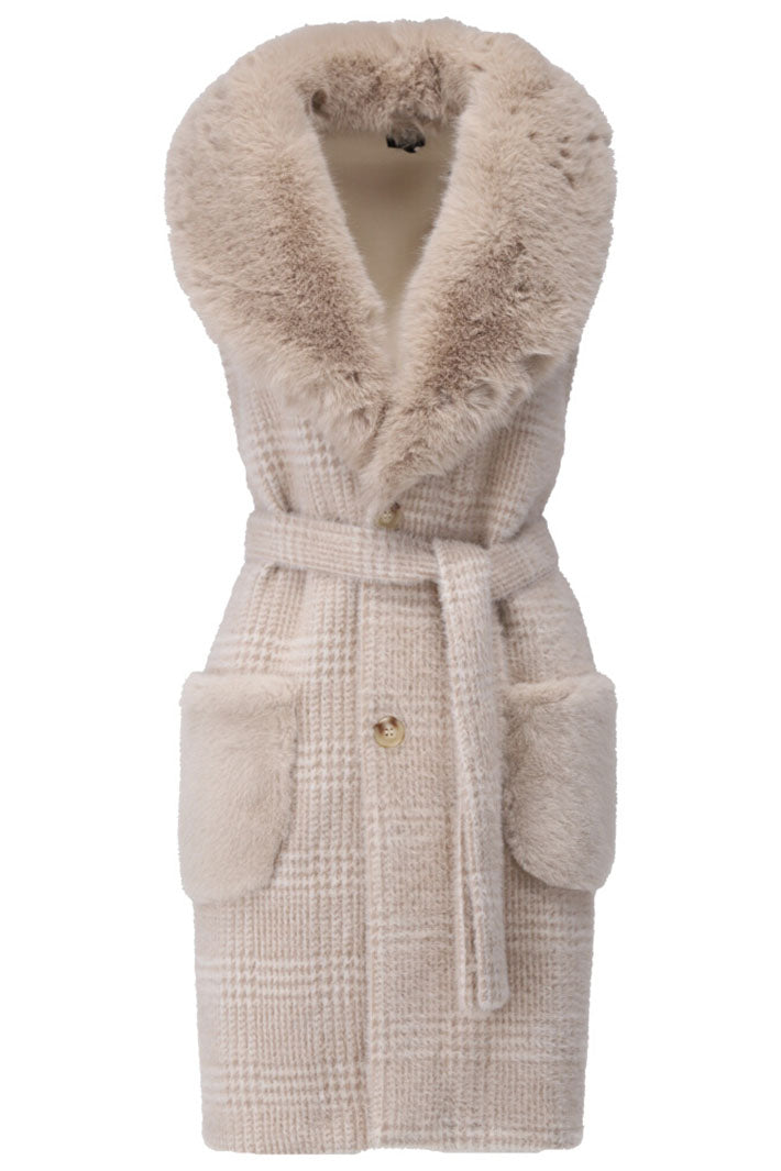 K Design Z902 Cream Reversible Faux Fur Gilet - Experience Boutique