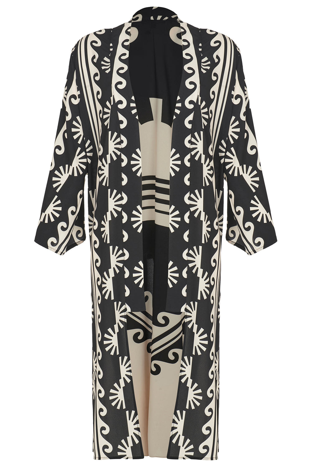 Kozan CR-2396 Kali Rising Black Windmill Print Kimono - Experience Boutique