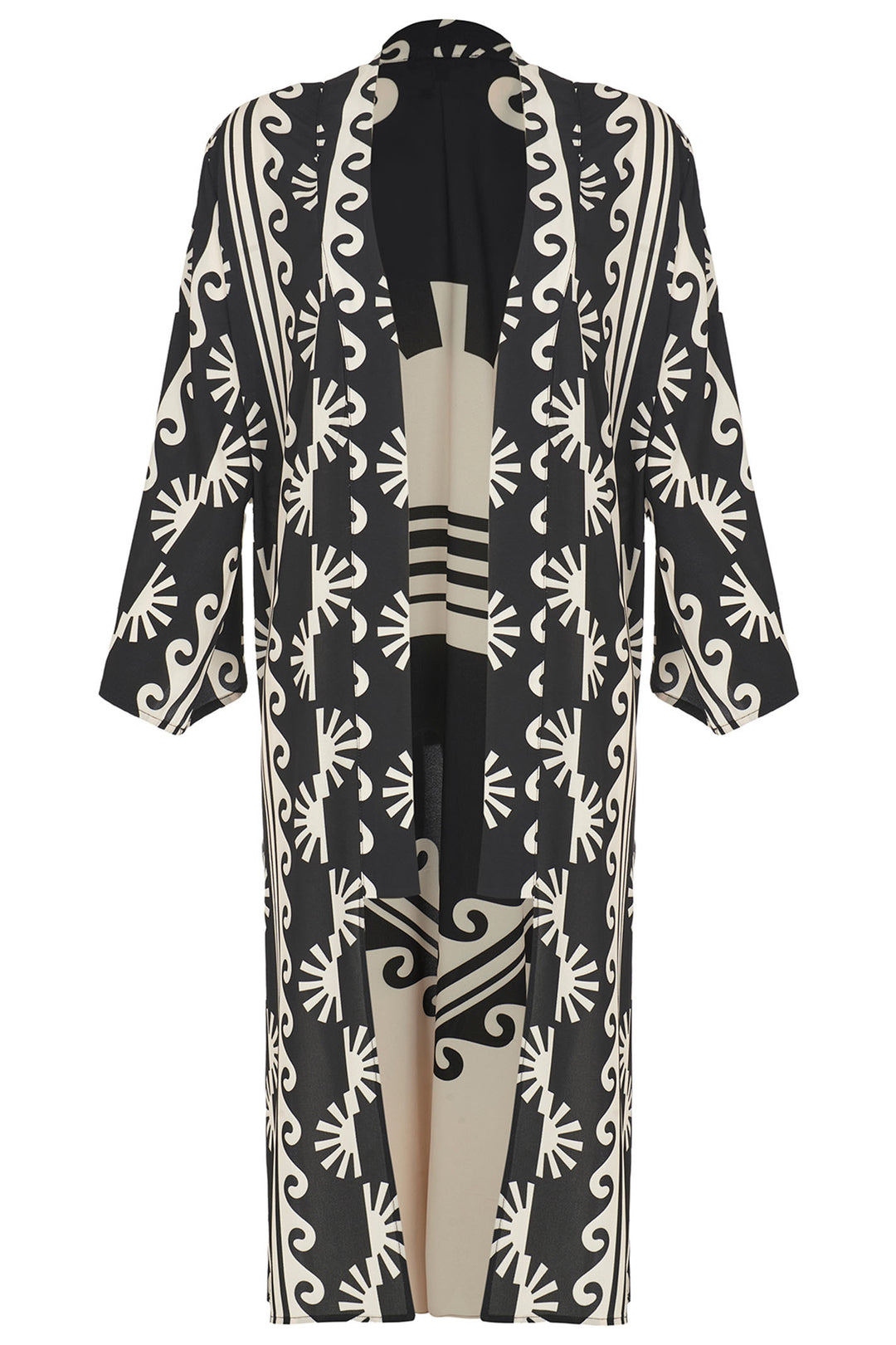 Kozan CR-2396 Kali Rising Black Windmill Print Kimono - Experience Boutique