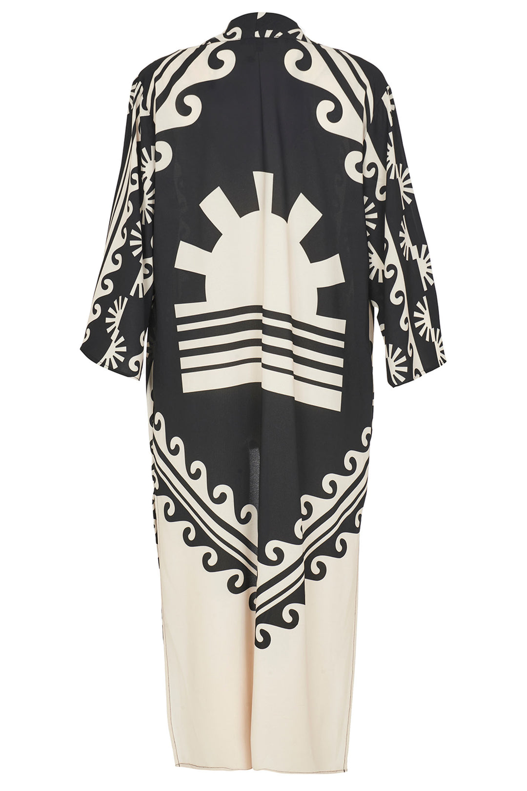 Kozan CR-2396 Kali Rising Black Windmill Print Kimono - Experience Boutique