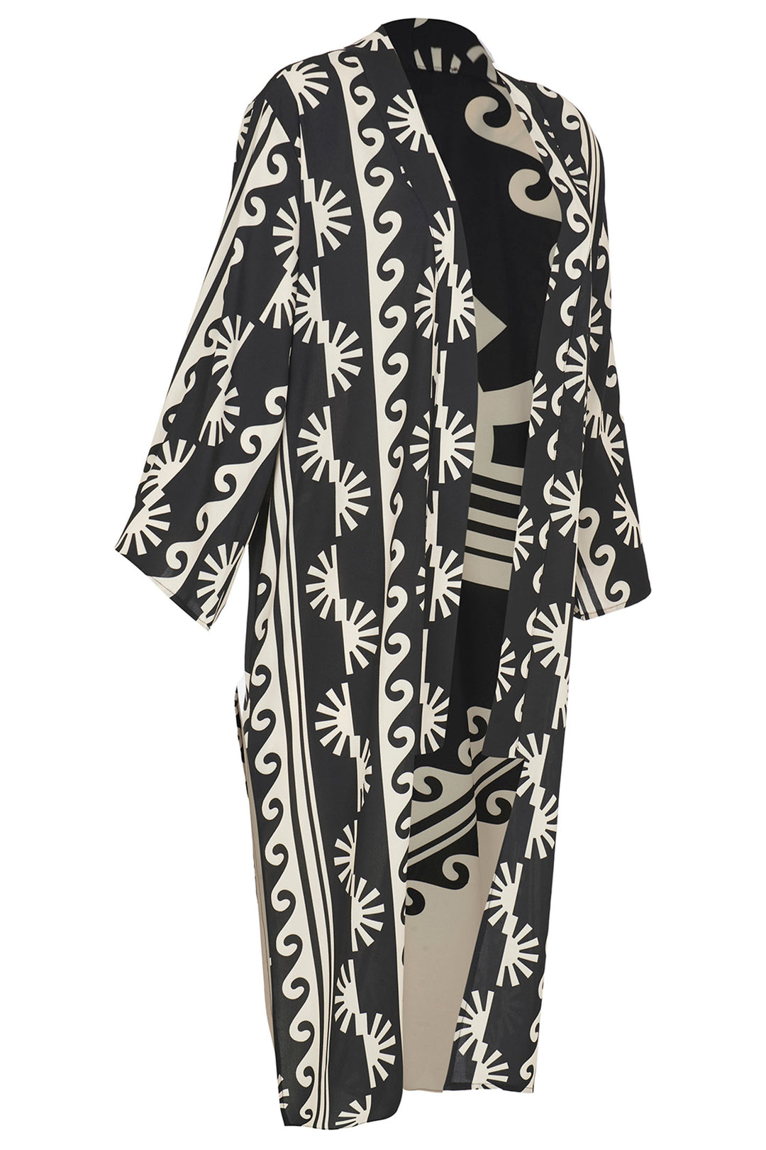 Kozan CR-2396 Kali Rising Black Windmill Print Kimono - Experience Boutique