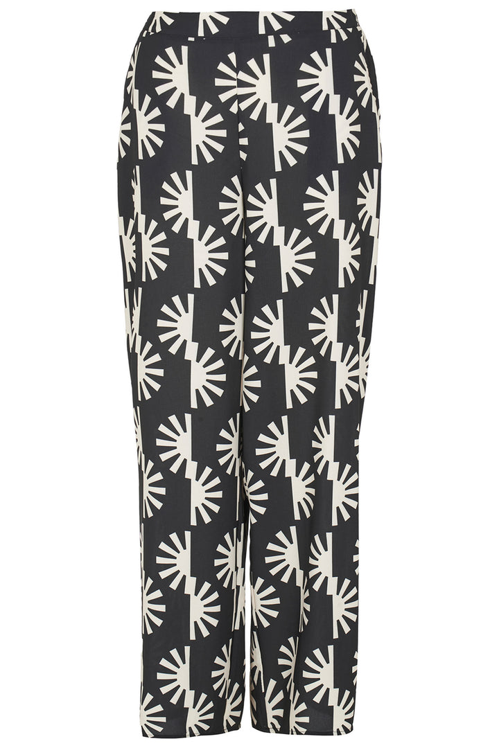 Kozan CR-3406 Kate Black Windmill Print Wide Leg Trousers - Expeprience Boutique