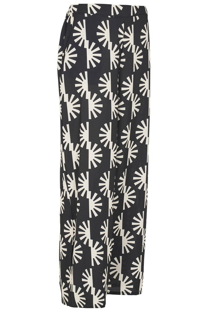 Kozan CR-3406 Kate Black Windmill Print Wide Leg Trousers - Expeprience Boutique