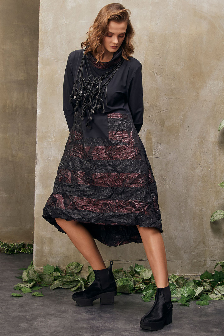 Kozan IL-1727 Black & Juice Anniken Crinkle Dress