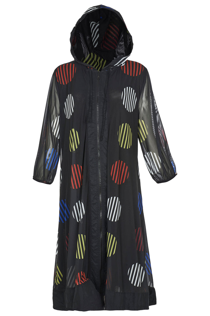 Kozan SH-2677 Maia Black Universe Print Longline Jacket - Experience Boutique