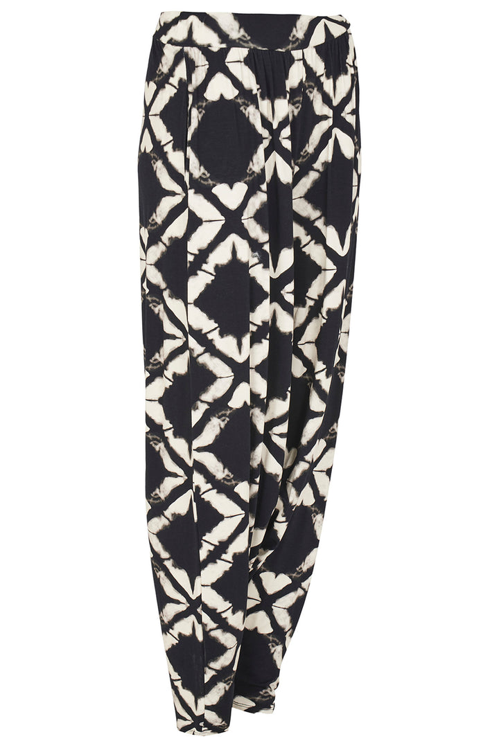 Kozan TS-3653 Jamil Black Optic Print Loose Fit Trousers - Experience Boutique