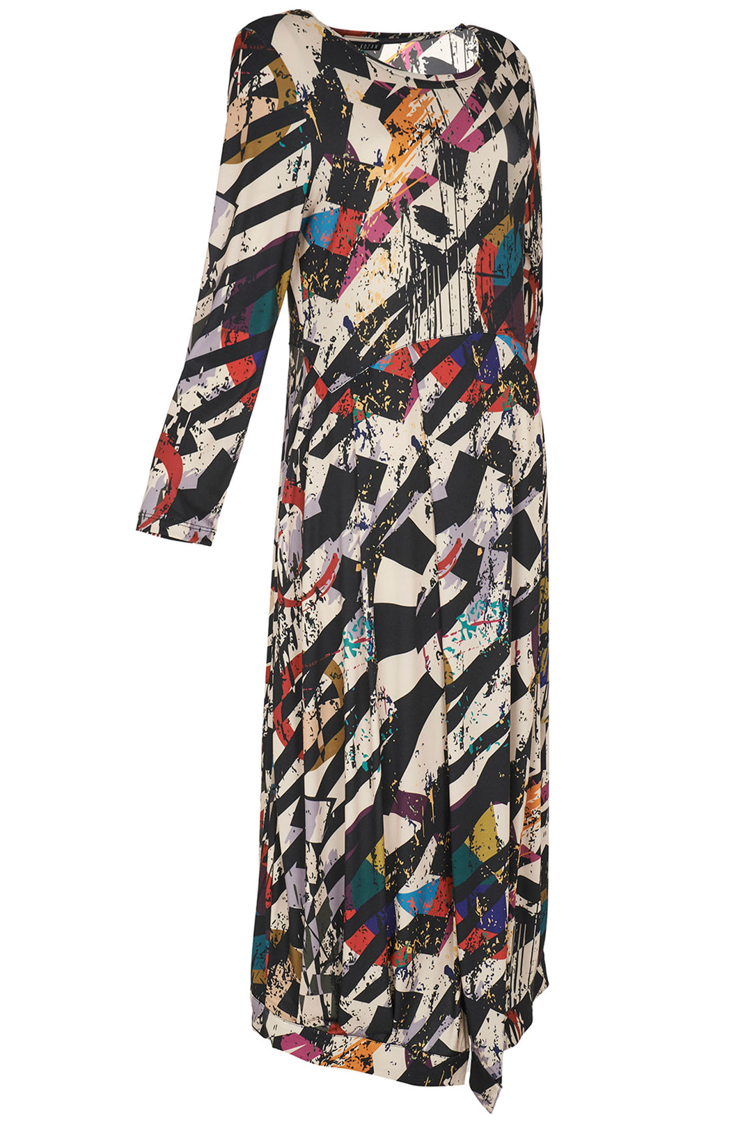 Kozan VG-1910 Diana Beige Black Gallery Print Maxi Dress - Experience Boutique