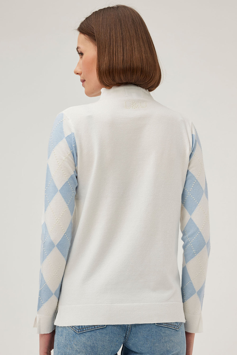 Leo & Ugo AW407 Blue & Cream Argyll Knit Jumper - Experience Boutique