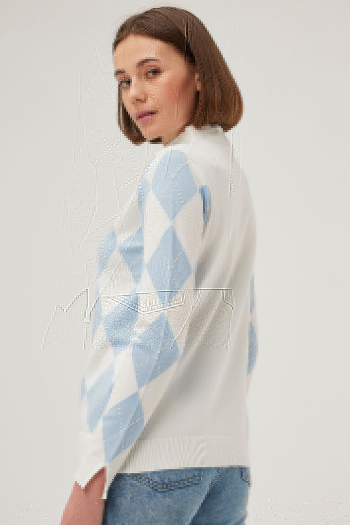 Leo & Ugo AW407 Blue & Cream Argyll Knit Jumper - Experience Boutique