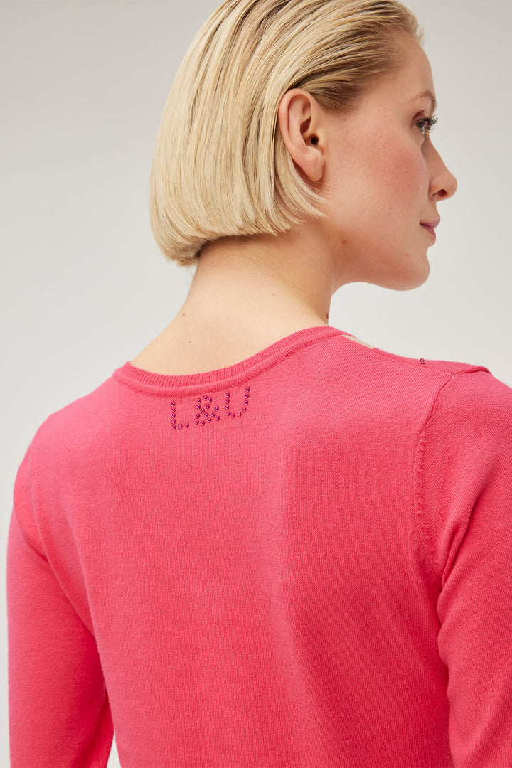 Leo & Ugo AW491 Fuchsia & Camel Argyll Knit Jumper - Experience Boutique