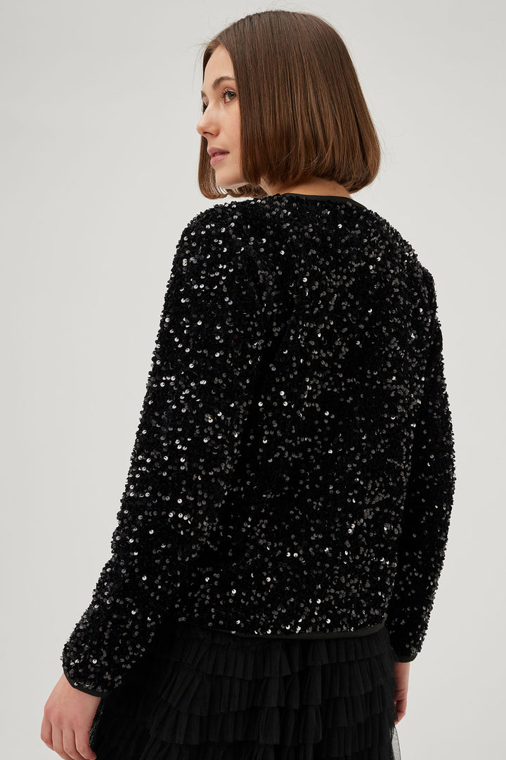 Leo & Ugo BW534 Black Fabulous Sequin Jacket - Experience Boutique