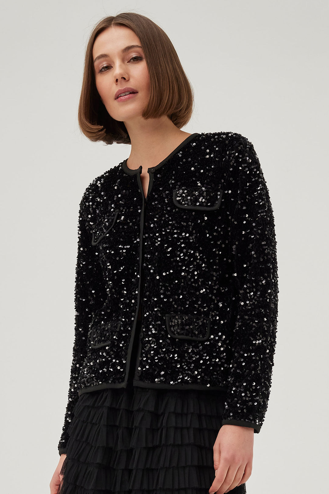 Leo & Ugo BW534 Black Fabulous Sequin Jacket - Experience Boutique