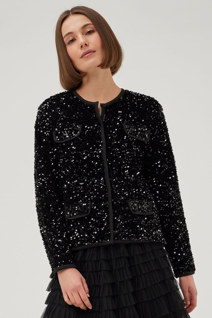 Leo & Ugo BW534 Black Fabulous Sequin Jacket - Experience Boutique