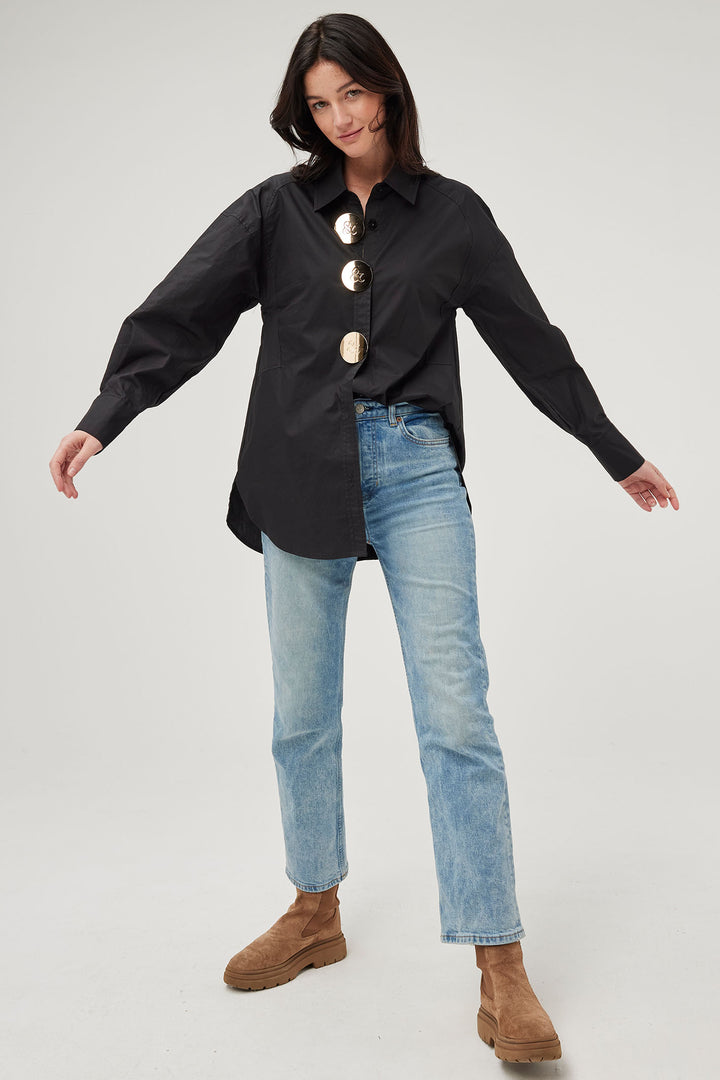 Leo & Ugo KH120 Black Oversized Button Shirt - Experience Boutique