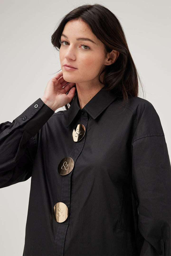 Leo & Ugo KH120 Black Oversized Button Shirt - Experience Boutique