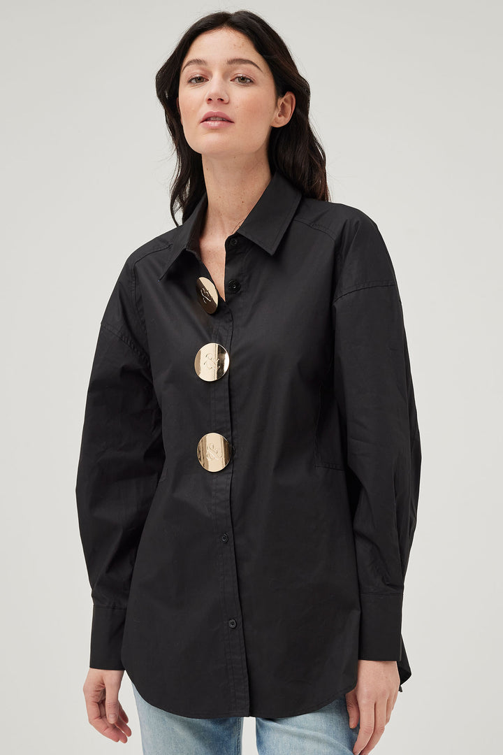 Leo & Ugo KH120 Black Oversized Button Shirt - Experience Boutique