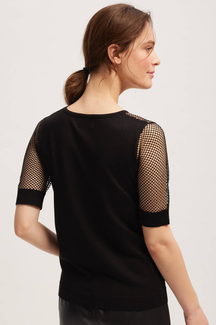 Leo & Ugo NA003X Black Mesh Top Short Sleeve Jumper - Experience Boutique