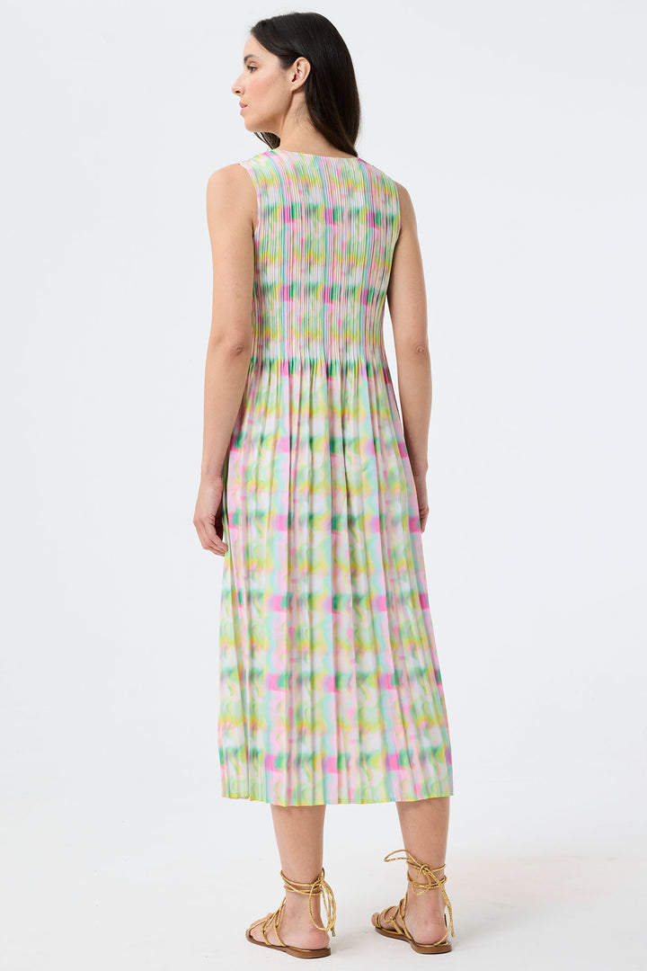 Leo & Ugo Pastel Optic Print Pleated Dress YER629 - Experience Boutique