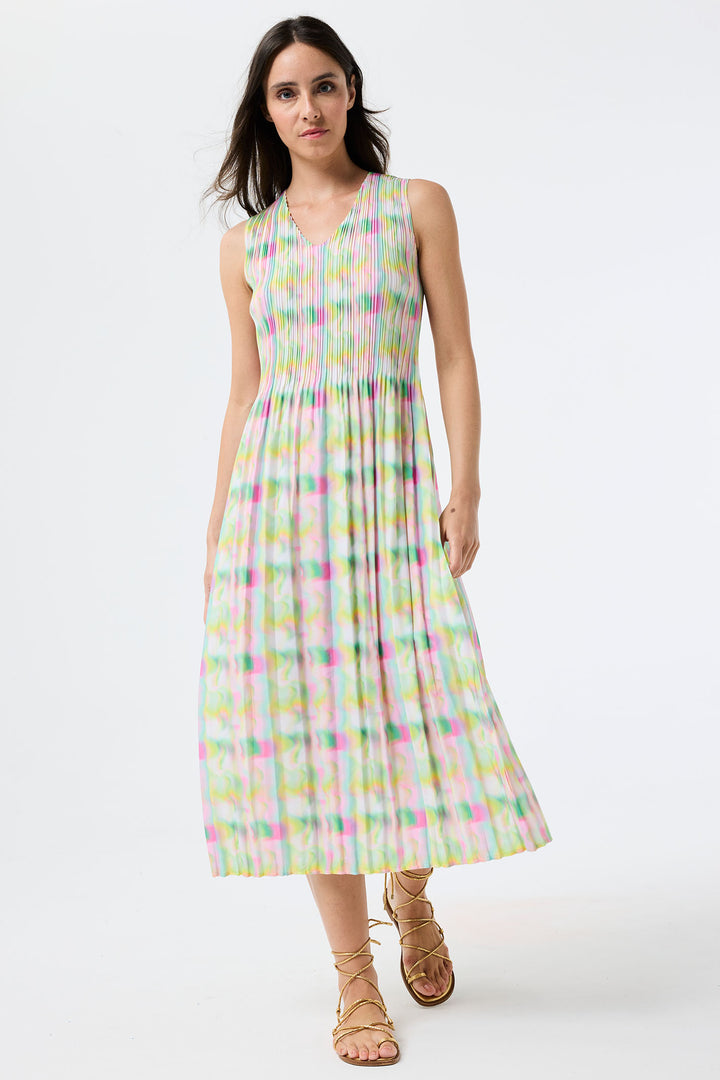 Leo & Ugo Pastel Optic Print Pleated Dress YER629 - Experience Boutique