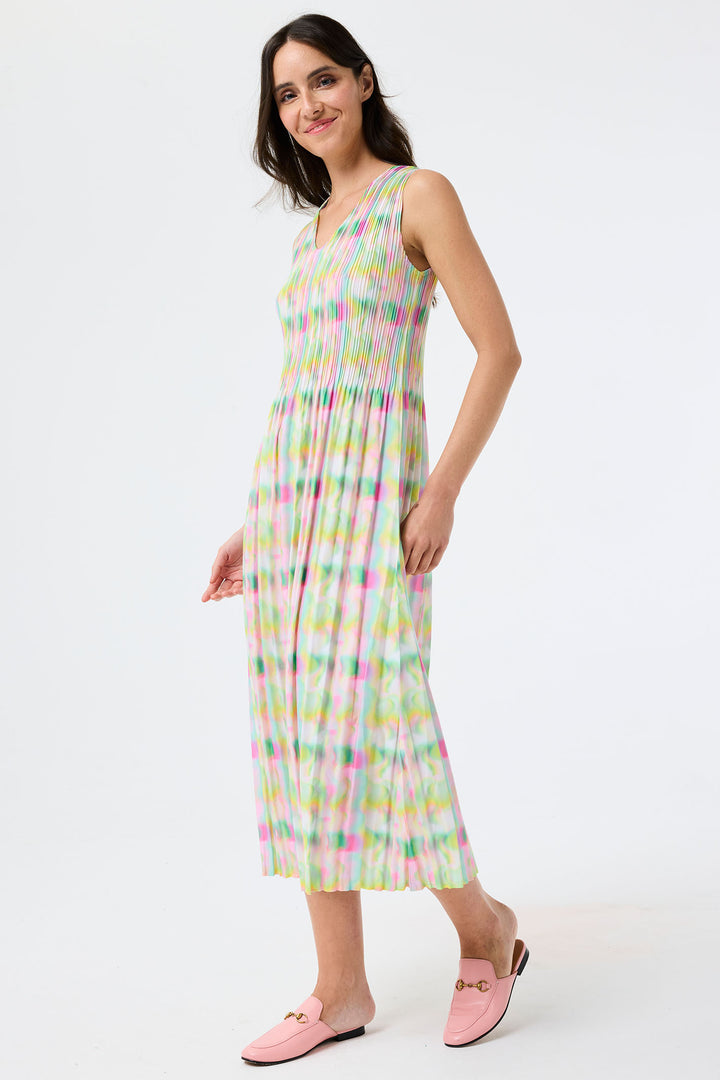 Leo & Ugo Pastel Optic Print Pleated Dress YER629 - Experience Boutique