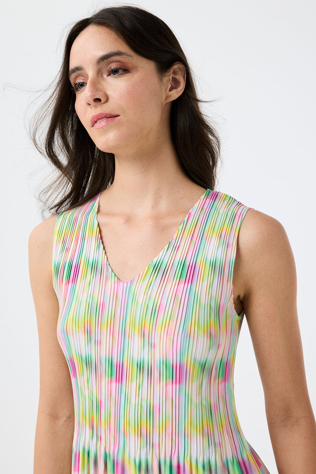 Leo & Ugo Pastel Optic Print Pleated Dress YER629 - Experience Boutique