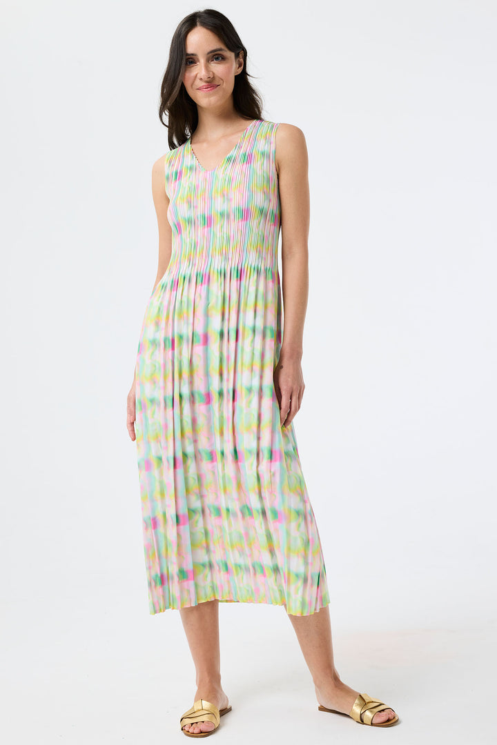 Leo & Ugo Pastel Optic Print Pleated Dress YER629 - Experience Boutique