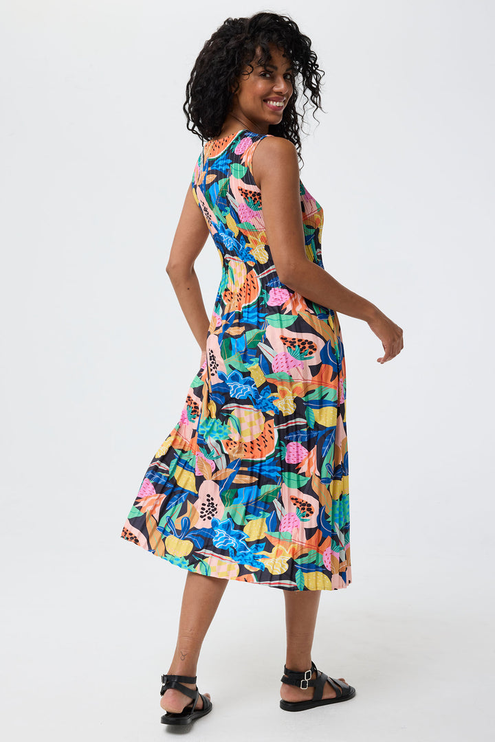 Leo & Ugo Tropical Print Pleated Dress YER626 - Experience Boutique