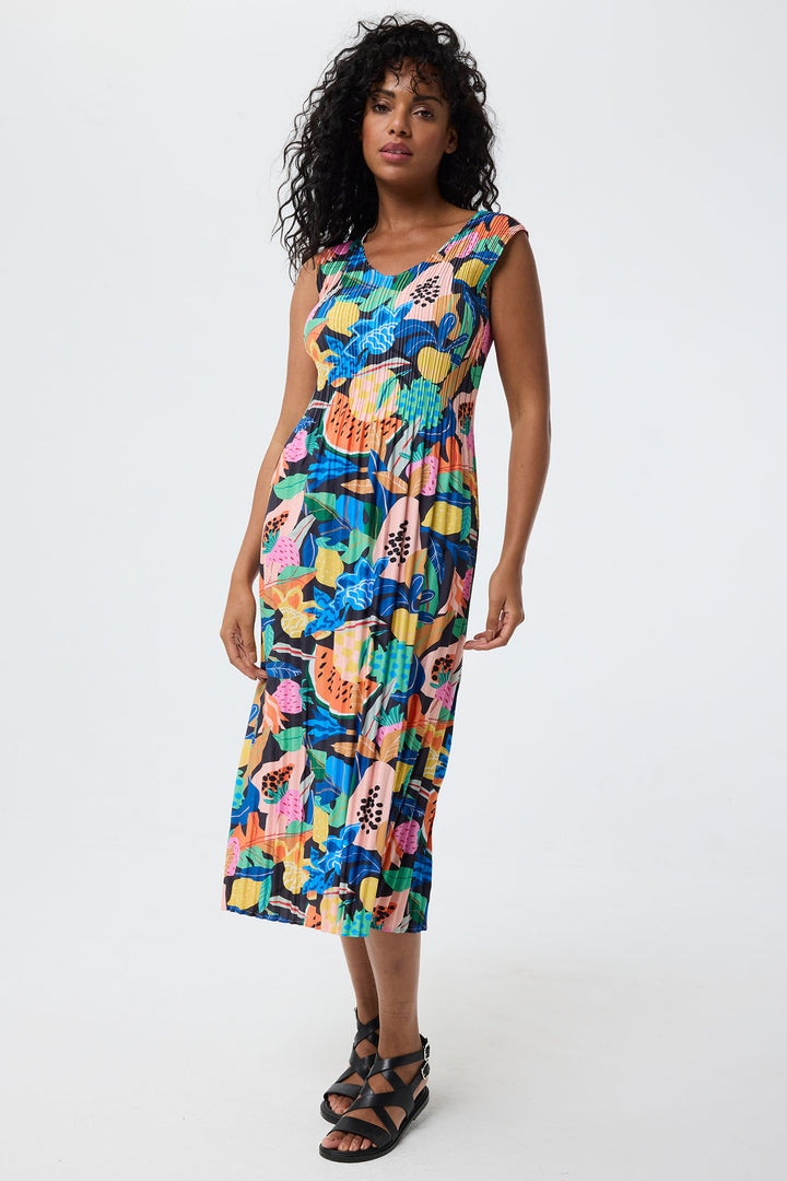 Leo & Ugo Tropical Print Pleated Dress YER626 - Experience Boutique